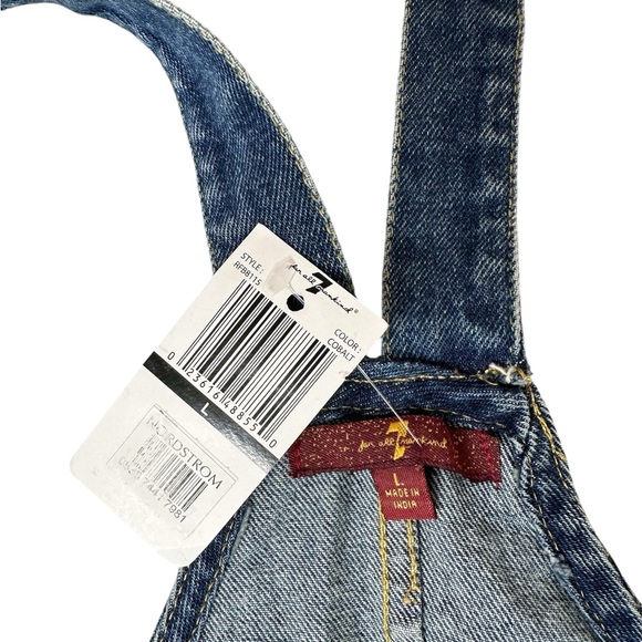 7 For All Mankind Dress Girls Size Large Blue Denim Overall Button Up Casual NWT - Picture 4 of 5